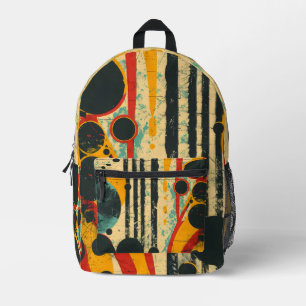 Vibrant Stylish Geometric Bauhaus Graffiti Pattern Printed Backpack
