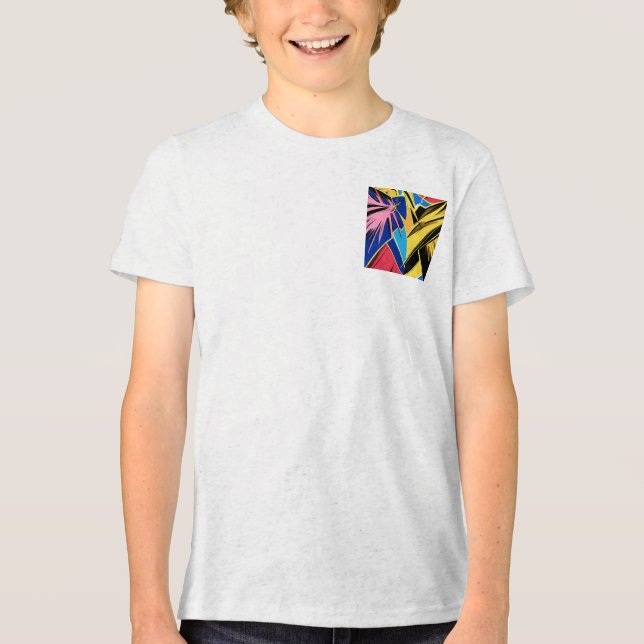 Vibrant Stylized Portrait with Abstract Elements Tri-Blend Shirt (Front)