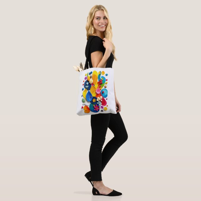 Vibrant Summer Botanical Abstract Pop Art Tote Bag (On Model)