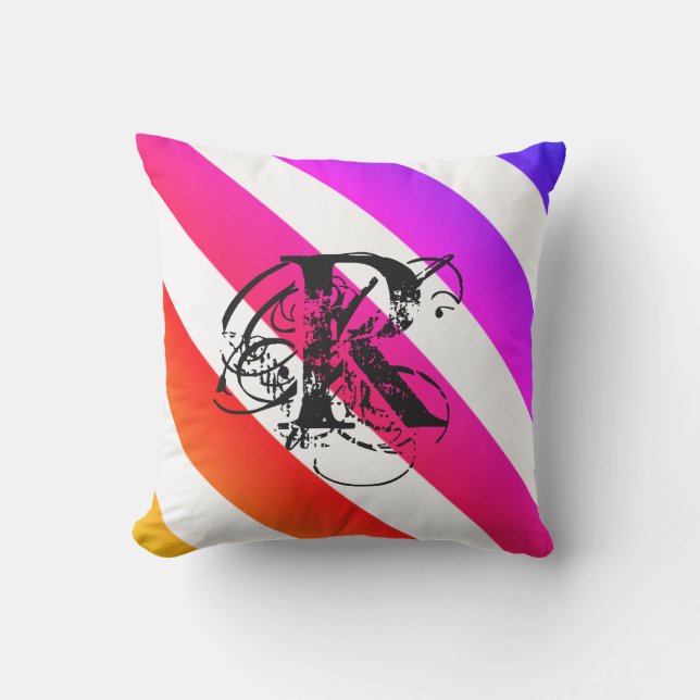 Vibrant Summer Colors Monogram Modern Porch Cushion (Front)