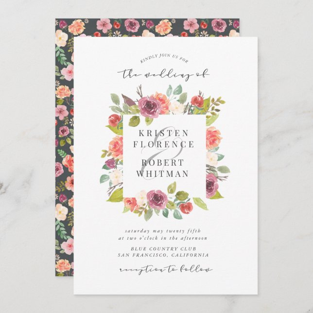 Vibrant Summer Floral |  Wedding Invitation (Front/Back)