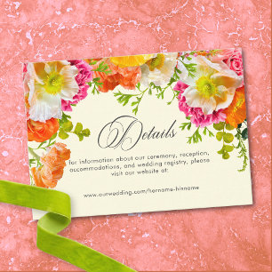 Vibrant Summer Floral Yellow Orange Pink Wedding Enclosure Card