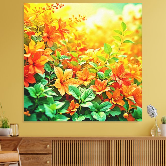 Vibrant Summer Flowers Canvas Print (Insitu(LivingRoom))