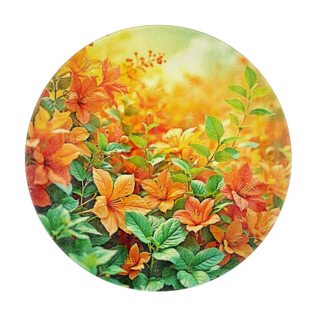 Vibrant Summer Flowers Cutting Board (Front)