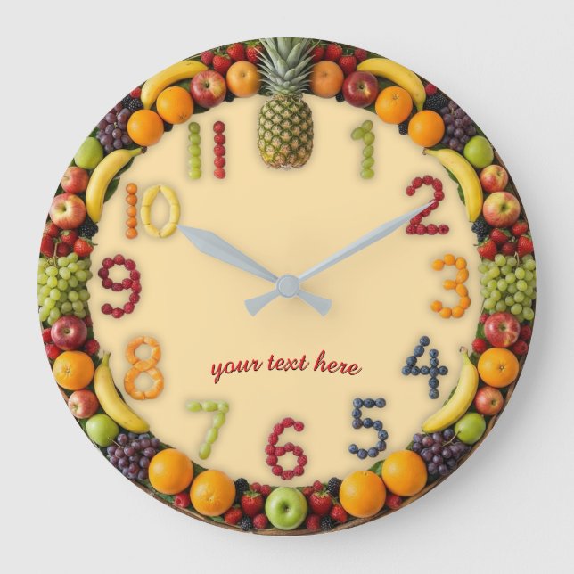 Vibrant Summer Fruit Salad Wall Clock - Custom (Front)