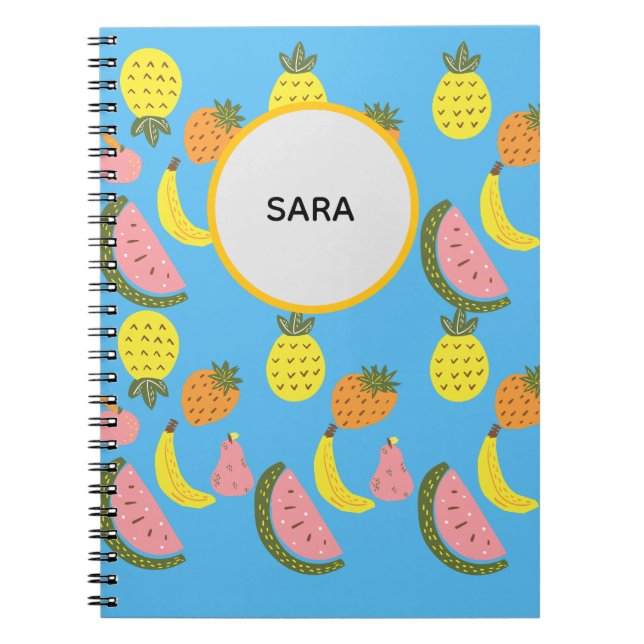 Vibrant Summer Fruits Pattern Spiral Notebook (Front)