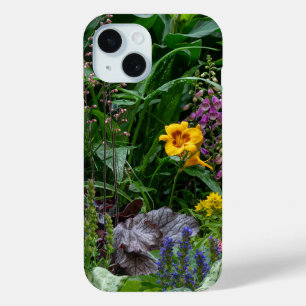 Vibrant Summer Garden Flowers Pattern Background iPhone 15 Case