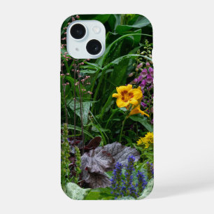 Vibrant Summer Garden Flowers Pattern Background iPhone 15 Case