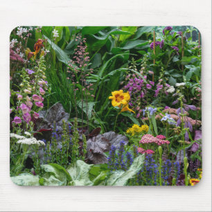 Vibrant Summer Garden Flowers Pattern Background Mouse Pad
