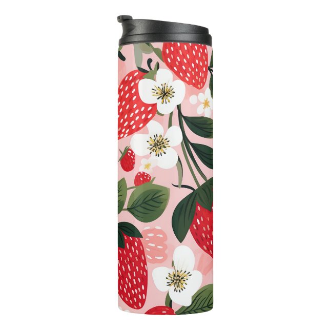 Vibrant Summer Strawberry and Flower Patch Thermal Tumbler (Rotated Right)