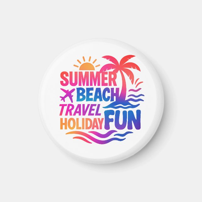 Vibrant Summer Typography Collage with Graphic Fus Magnet (Front)