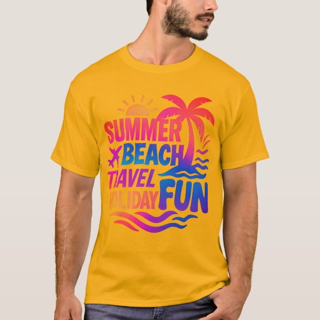 Vibrant Summer Typography Collage with Graphic Fus T-Shirt (Front)