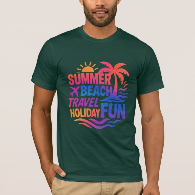 Vibrant Summer Typography Collage with Graphic Fus T-Shirt (Front)