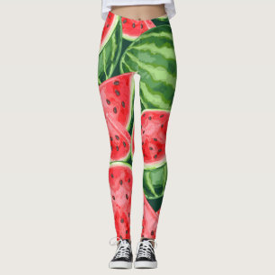 Vibrant Summer Watermelon Slices Pattern Leggings
