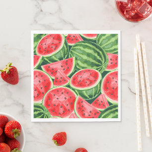 Vibrant Summer Watermelon Slices Pattern Napkin