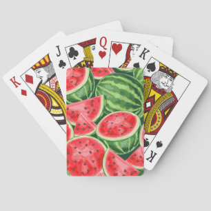 Vibrant Summer Watermelon Slices Pattern Playing Cards
