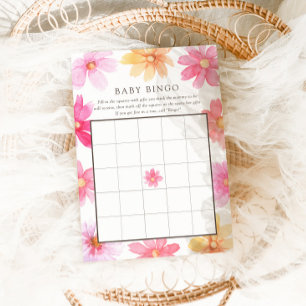 Vibrant Summer Wildflower Baby Bingo Game Card
