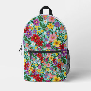 Vibrant Summer Wildflower Garden Floral Pattern Printed Backpack