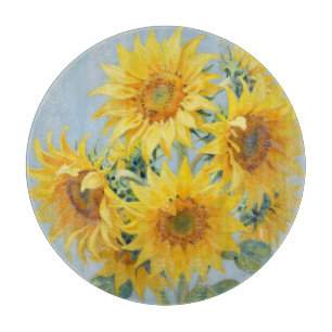 Vibrant Sunflower Bouquet Oil Painting Cutting Board