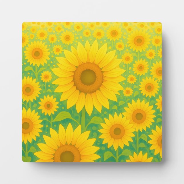 Vibrant Sunflower Field Pattern Plaque (Front)