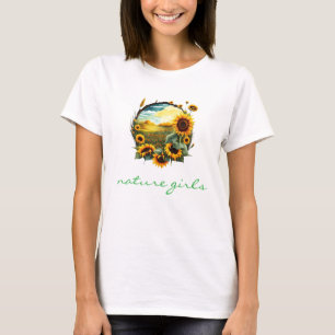 vibrant sunflower field t-shirt