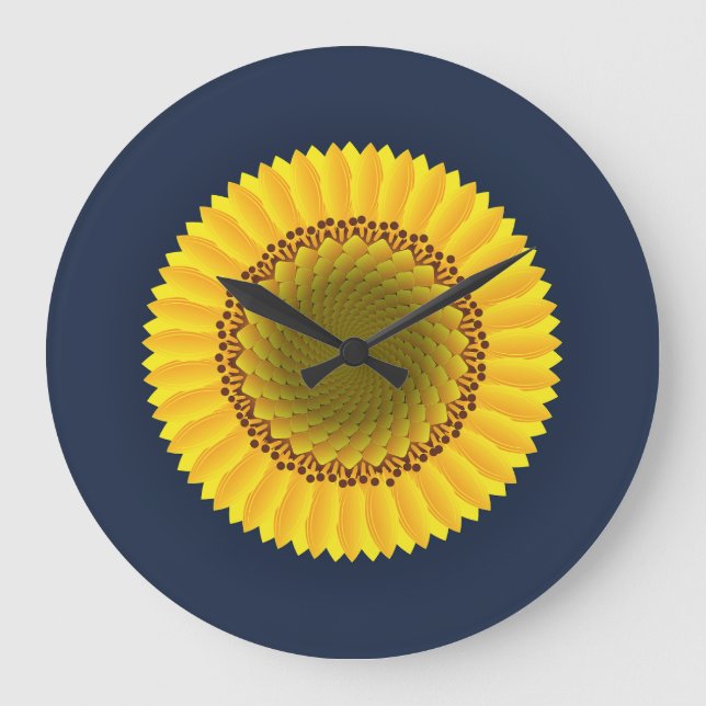 Vibrant Sunflower Mandala Floral Canvas Print Large Clock (Front)