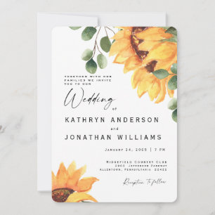 Vibrant Sunflower Modern Wedding No Parents Invitation