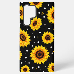 Vibrant Sunflower Polka Dot Pattern Black Samsung Galaxy Case
