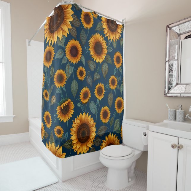 Vibrant Sunflower Shower Curtain Set (In Situ)