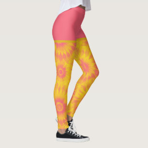 Vibrant Sunflower Tie-Dye Art Leggings