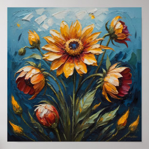 Vibrant Sunflowers in a Summer Sky Poster