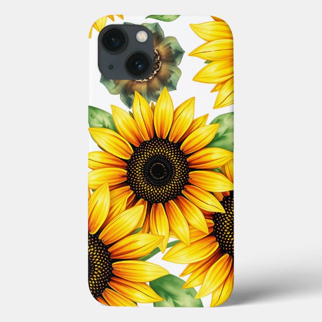 Vibrant Sunflowers Watercolor Pattern Case-Mate iPhone Case (Back)