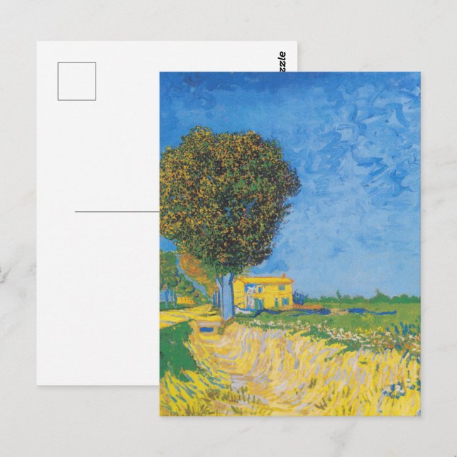 Vibrant Sunny Path & Yellow House by Van Gogh Postcard (Front/Back)
