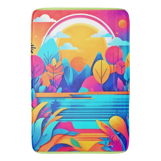 Vibrant Sunrise Landscape Bath Mat (Front Vertical)