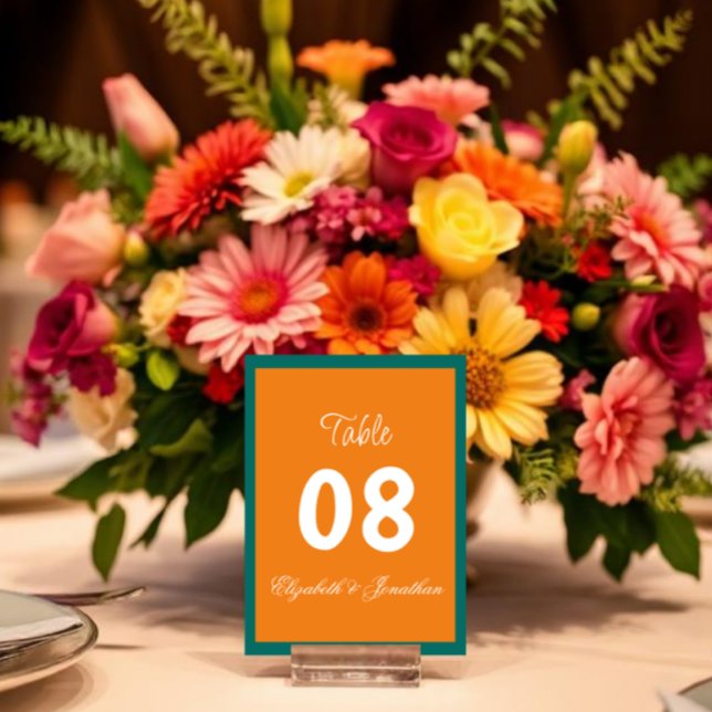 Vibrant Sunrise Minimalist Mix & Match Wedding Table Number (Creator Uploaded)
