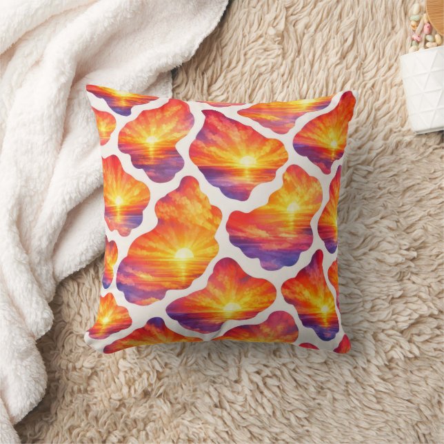 Vibrant Sunrise Ocean Pattern Cushion (Blanket)