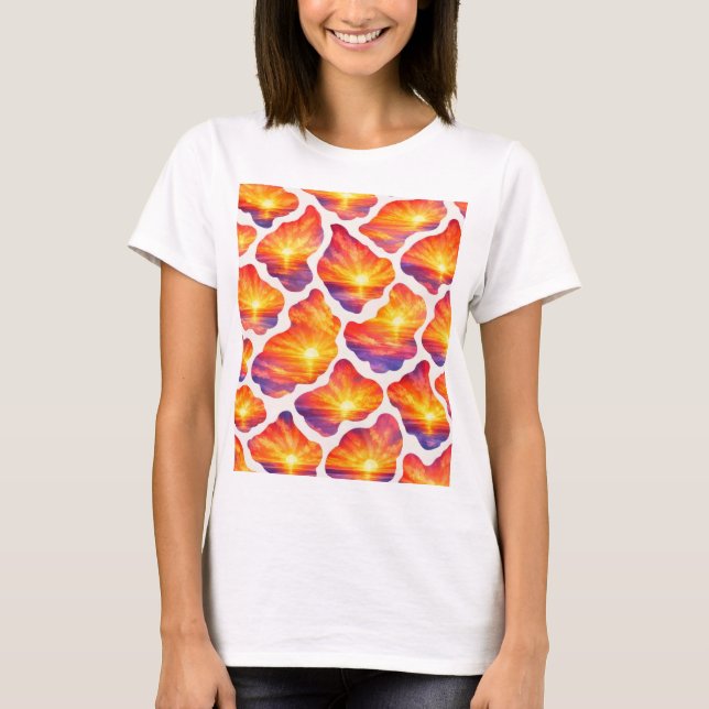 Vibrant Sunrise Ocean Pattern T-Shirt (Front)