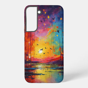 Vibrant Sunset and Birds Art Design Samsung Galaxy Case