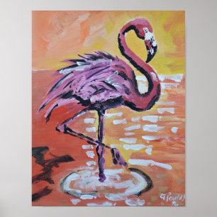 Vibrant Sunset Flamingo Poster