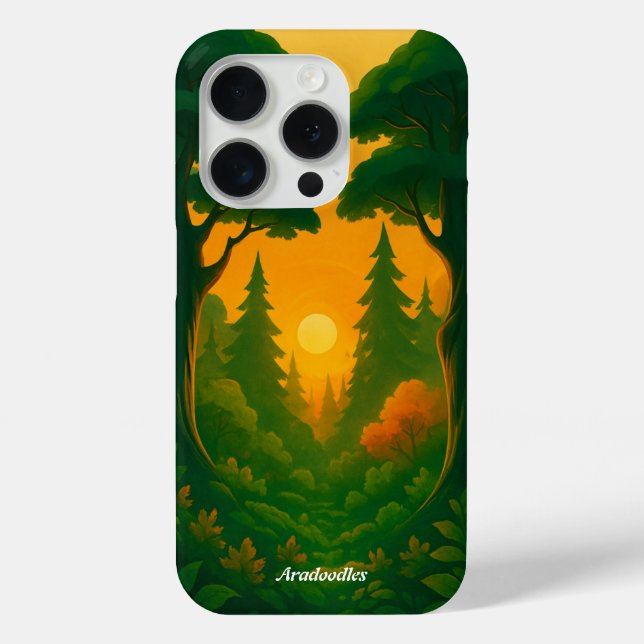 Vibrant Sunset Forest Illustration Case-Mate iPhone Case (Back)
