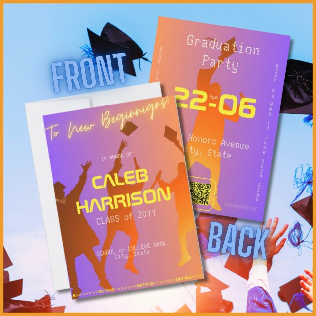 Vibrant Sunset Modern Tech Graduation Invitation (Creator Uploaded)