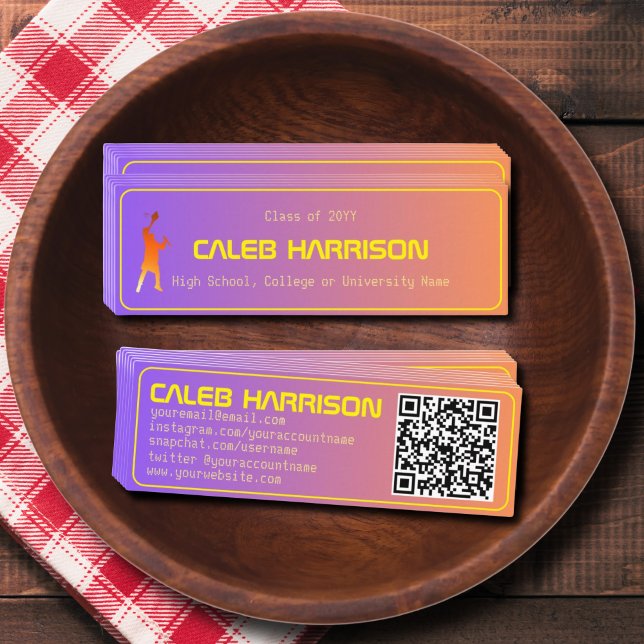 Vibrant Sunset Modern Tech Graduation Mini Business Card (Creator Uploaded)