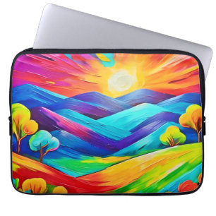 Vibrant Sunset Mountain Art Print Laptop Sleeve