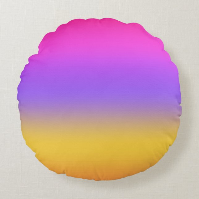 Vibrant Sunset Ombre Gradient Design Round Cushion (Front)