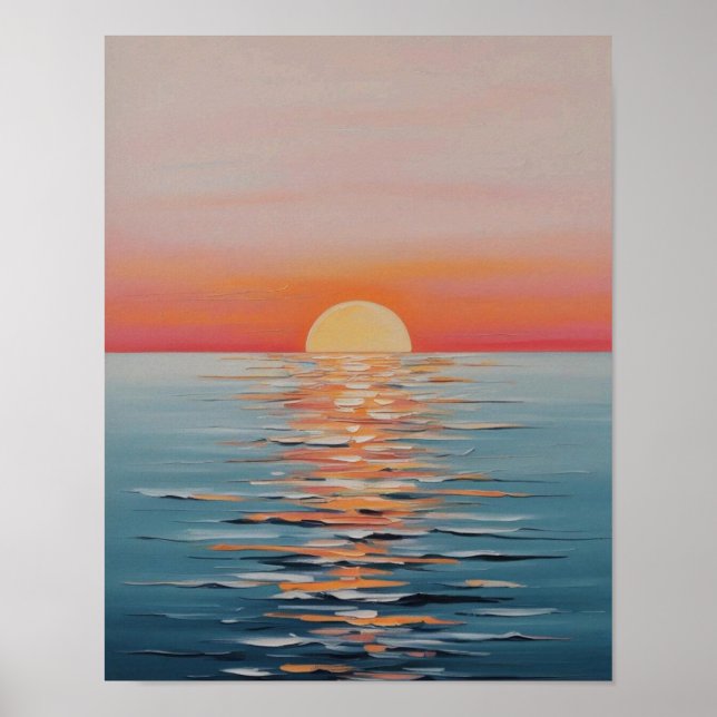 Vibrant Sunset Over Tranquil Waters Poster (Front)