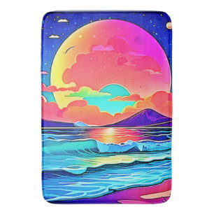 Vibrant Sunset Seascape Bath Mat