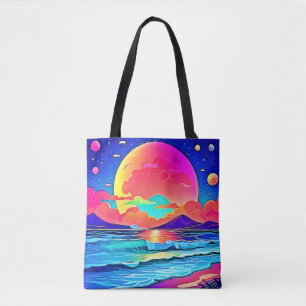 Vibrant Sunset Seascape Tote Bag