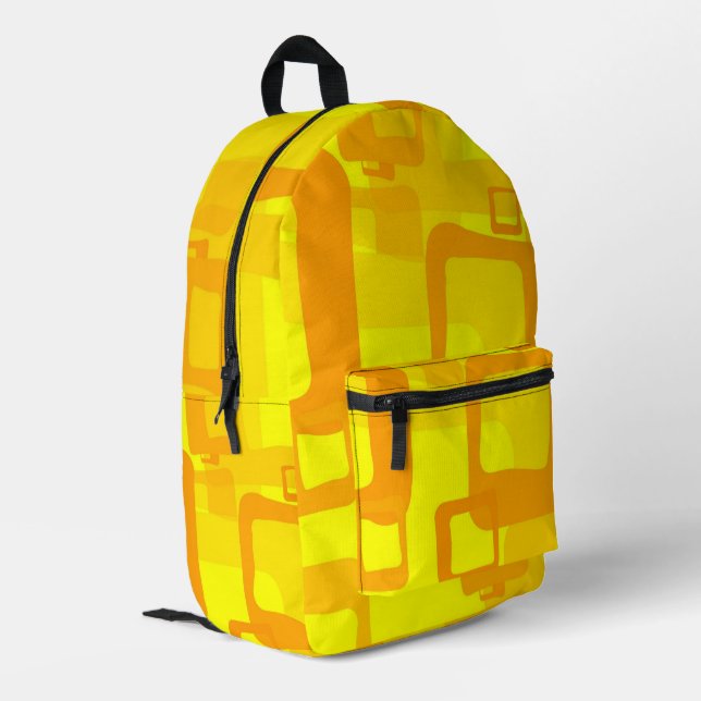Vibrant Sunshine Flow – Modern Abstract Art Shapes Printed Backpack (Back Corner Left)