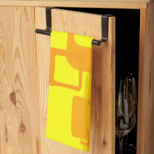 Vibrant Sunshine Flow – Modern Abstract Art Shapes Tea Towel