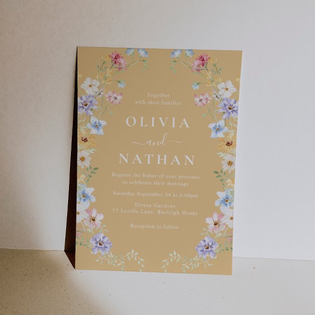 Vibrant Sunshine Wildflowers Modern Wedding Invitation (Creator Uploaded)